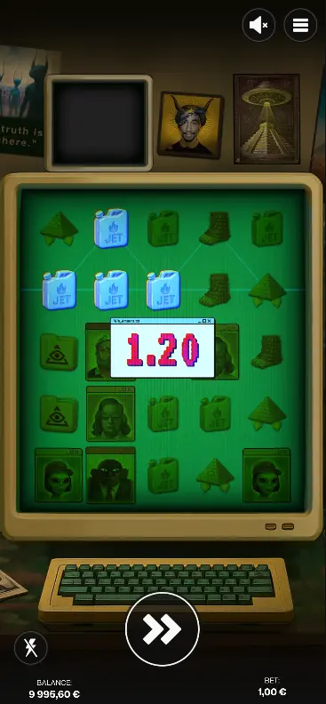Base game showing dark conspiracy atmosphere with character symbols