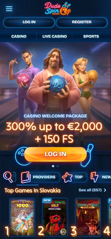 Online casino homepage featuring Truth slot game