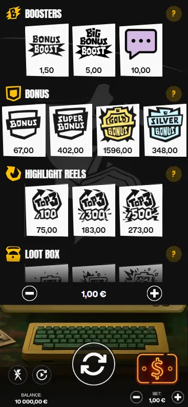 The Store interface showing boosters loot boxes and highlight reels